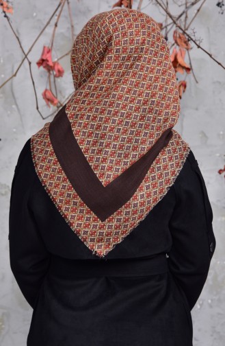 Patterned Cotton Scarf 2153-21 Brown 2153-21