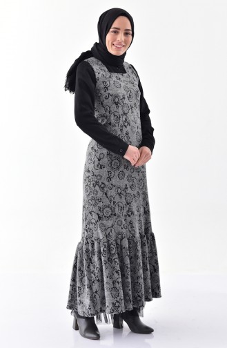 Robe Sans Manches Hivernal a Motifs 7144-01 Gris 7144-01