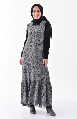 دلبر فستان بدون اكمام بتصميم مُطبع 7144-01 لون رمادي 7144-01