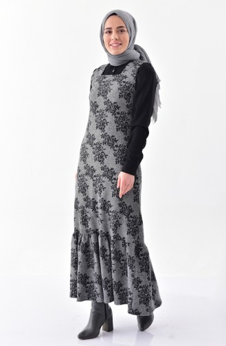 Patterned Winter Gilet Dress 7145-01 Gray 7145-01