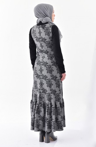 Robe Hivernal Sans Manches a Motifs 7145-01 Gris 7145-01