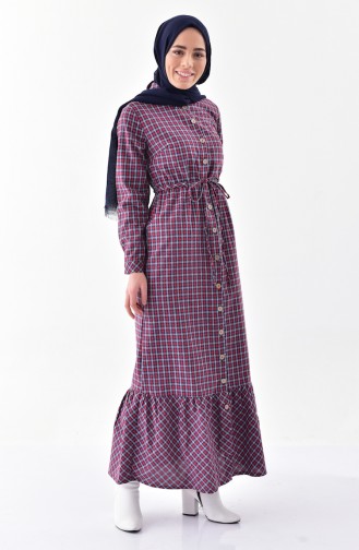 Haoundstooth Patterned Dress 2036-03 Navy 2036-03