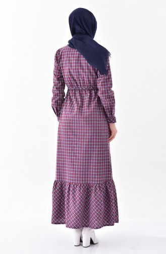 Haoundstooth Patterned Dress 2036-03 Navy 2036-03