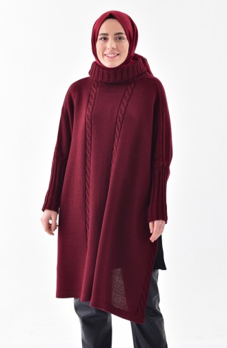 Trikot Poncho mit Häkeleimuster 4109-02 Weinrot 4109-02