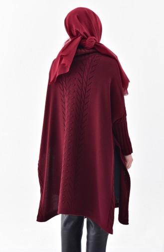 Trikot Poncho mit Häkeleimuster 4109-02 Weinrot 4109-02