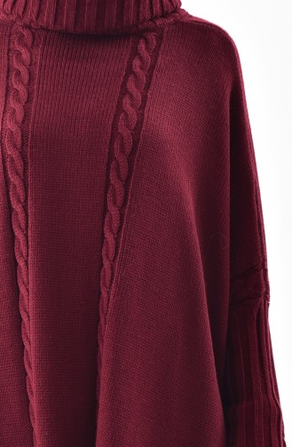 iLMEK Knitwear Tress Pattern Poncho 4109-02 Claret Red 4109-02