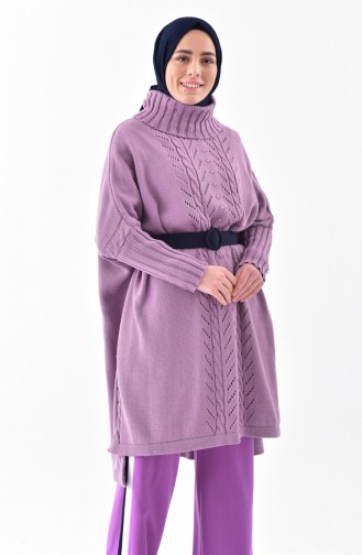 Poncho a Motifs Tricot 4109-07 Lila 4109-07