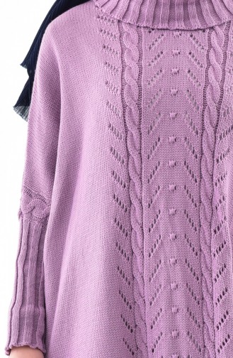 iLMEK Knitwear Tress Pattern Poncho 4109-07 Lilac 4109-07