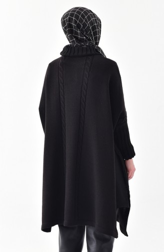 Trikot Poncho mit Häkeleimuster 4109-08 Schwarz 4109-08