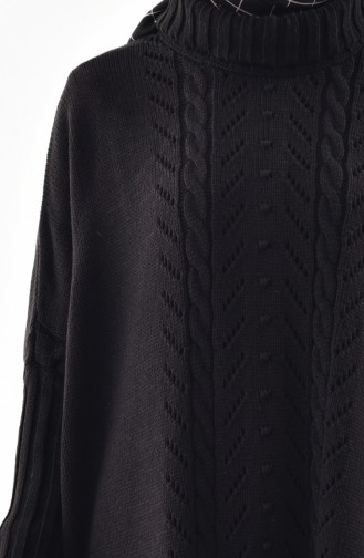 iLMEK Knitwear Tress Pattern Poncho 4109-08 Black 4109-08
