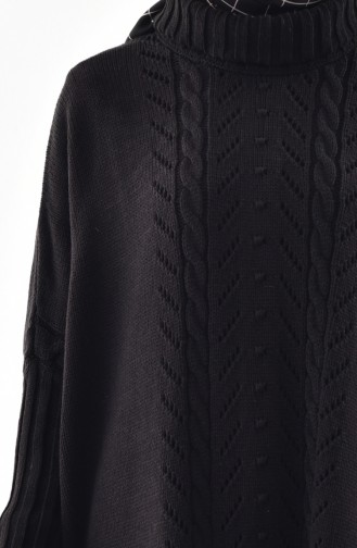 Trikot Poncho mit Häkeleimuster 4109-08 Schwarz 4109-08