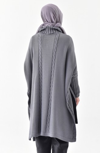 Trikot Poncho mit Häkeleimuster 4109-09 Dunkel Grau 4109-09