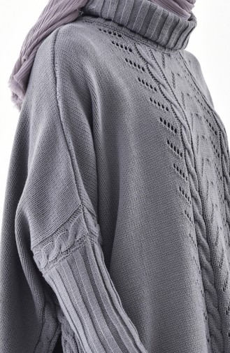 Poncho a Motifs Tricot 4109-09 Gris Foncé 4109-09