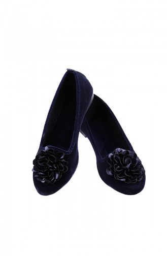 Women Flat Shoes Ballerina 0107-04 Navy Blue Suede 0107-05