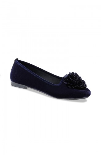 Women Flat Shoes Ballerina 0107-04 Navy Blue Suede 0107-05