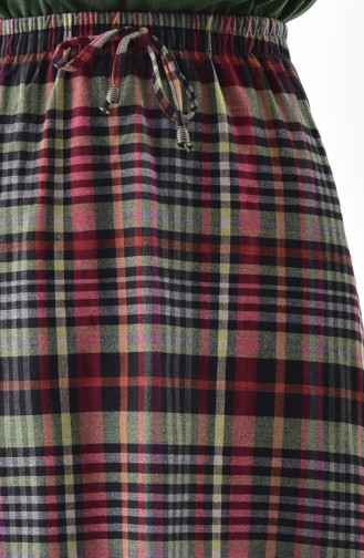 Waist Elastic Plaid Skirt 1055-01 Black Peanut Green 1055-01