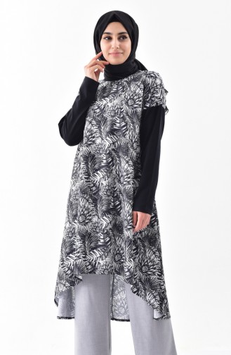 Patterned Asymmetric Tunic 1099-01 Black 1099-01