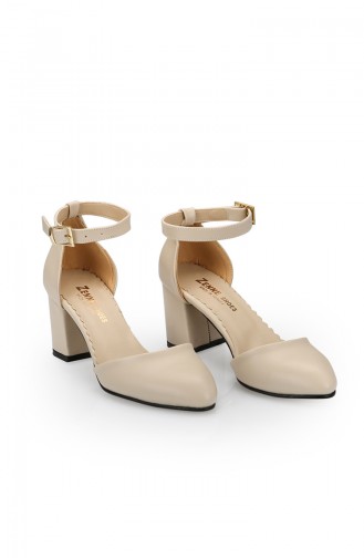 Womens Heeled Shoes 11265 Beige Leather 11265