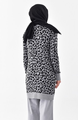Knitwear Leopard Patterned Tunic 4111-04 Grey 4111-04