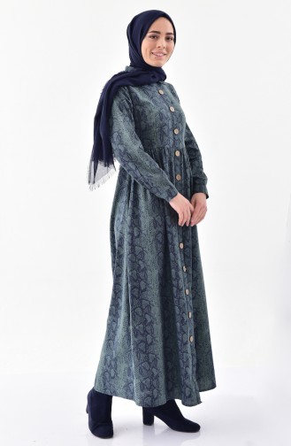 فستان بتصميم ازرار 2014-01 لون اخضر 2014-01