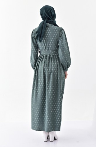 Winter Kleid mit Gürtel  2024-02 Grün 2024-02