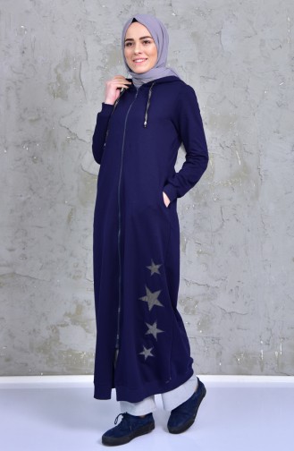 Sport Abaya mit Kapuze 2014-02 Dunkelblau 2014-02