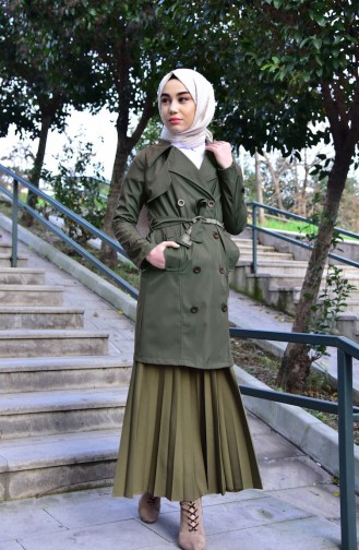 Trench Coat a Boutons 0230-01 Khaki 0230-01