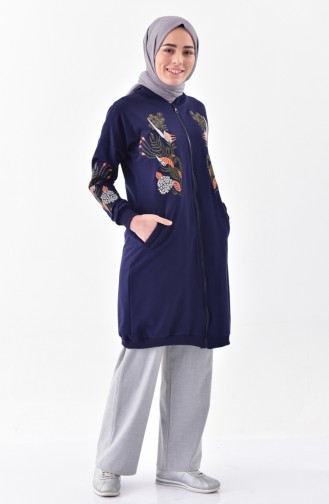 Embroidered Sweatshirt 2039-01 Navy Blue 2039-01