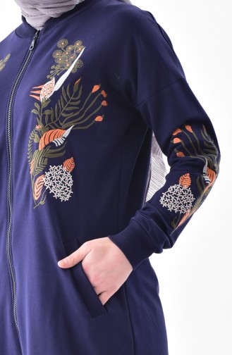 Embroidered Sweatshirt 2039-01 Navy Blue 2039-01