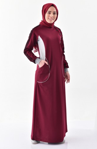 فستان رياضي بتصميم جيوب 2020-02 لون خمري 2020-02