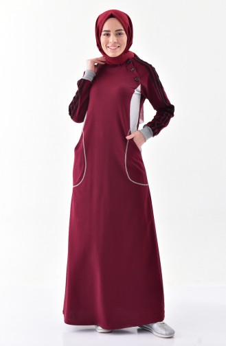 فستان رياضي بتصميم جيوب 2020-02 لون خمري 2020-02