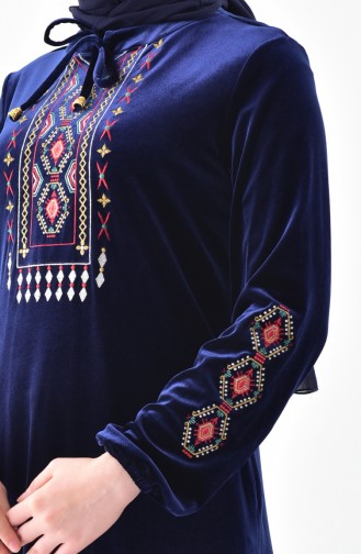 Robe Velours Bordée 2073-02 Bleu Marine 2073-02