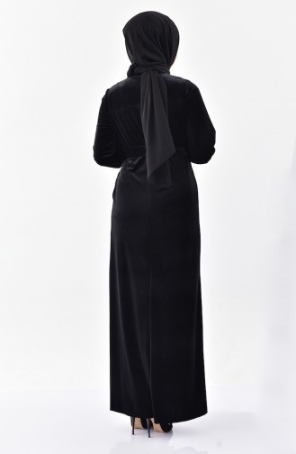 Robe Velours a Ceinture 2100-02 Noir 2100-02