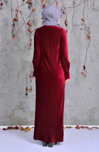 Pleated Velvet Dress 6066446-01 Claret Red 6066446-01