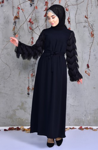 Sequin Tasseled Dress 60695A-01 Black 60695A-01
