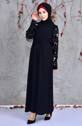 Sequin Tasseled Dress 60695B-01 Black 60695B-01