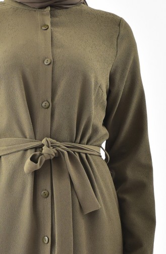 Buttoned Belted Dress 4433-03 Khaki 4433-03