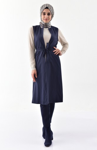 Belted Vest 2038-02 Navy Blue 2038-02