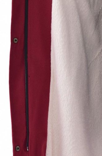 Manteau a Fourrure et Capuche 4022-01 Bordeaux 4022-01