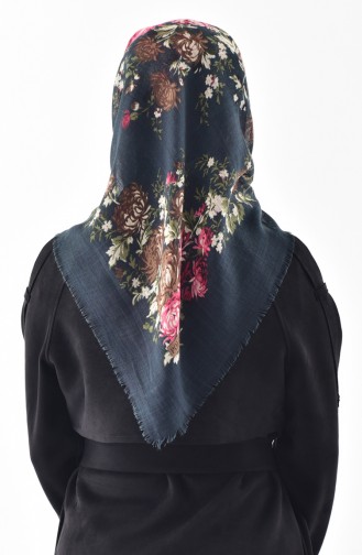 Echarpe Cotton a Motifs 2155-03 Pétrol Rose Foncé 2155-03