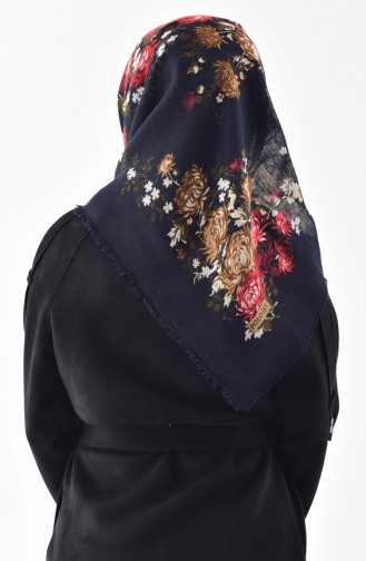 Echarpe Cotton a Motifs 2155-06 Bleu Marine Rouge 2155-06
