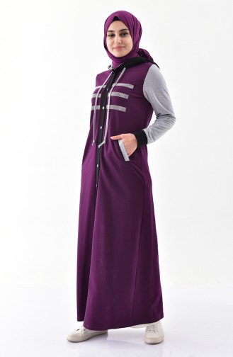 Abaya Sport Pierre Imprimée 2012-02 Pourpre 2012-02