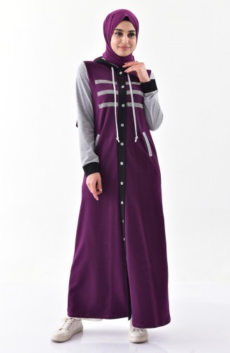 Abaya Sport Pierre Imprimée 2012-02 Pourpre 2012-02