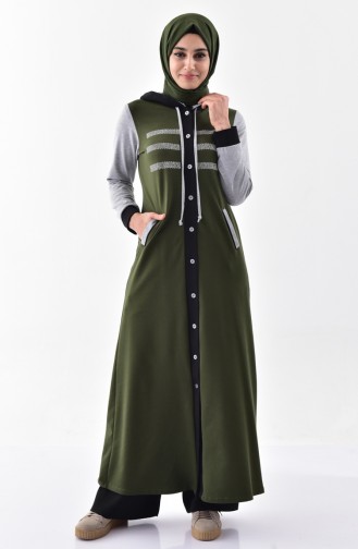 Abaya Sport Pierre Imprimée 2012-03 Khaki 2012-03