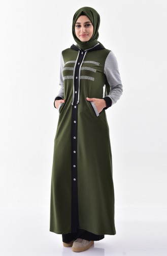 Abaya Sport Pierre Imprimée 2012-03 Khaki 2012-03