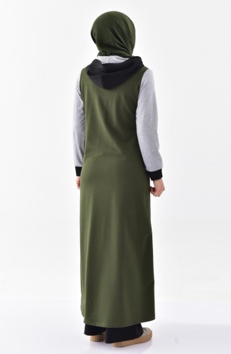 Abaya Sport Pierre Imprimée 2012-03 Khaki 2012-03