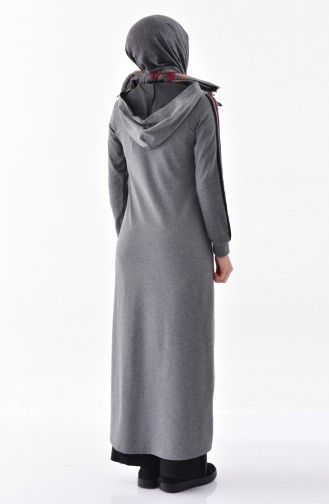 Hooded Sport Abaya 2022-01 Gray Burgundy 2022-01