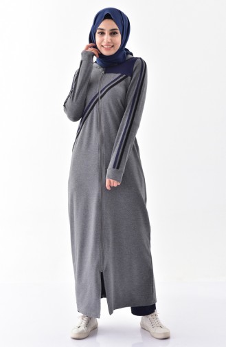 Abaya Sport a Capuche 2022-02 Gris Bleu Marine 2022-02