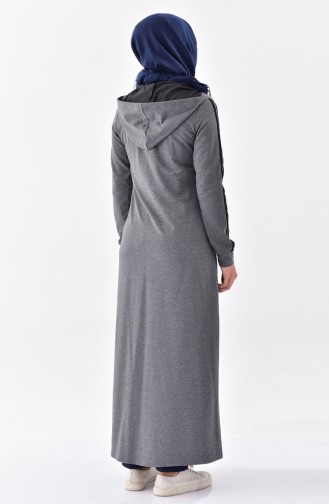 Hooded Sport Abaya 2022-02 Gray Navy Blue 2022-02