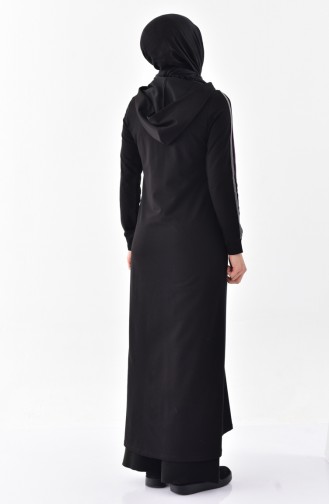 Hooded Sport Abaya 2022-03 Black Purple 2022-03